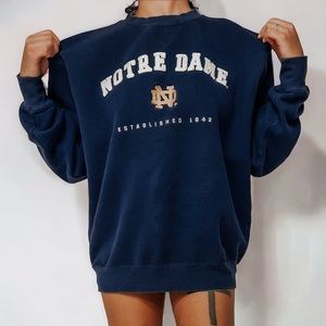 Notre Dame Vintage Crewneck Sweatshirt Embroidered